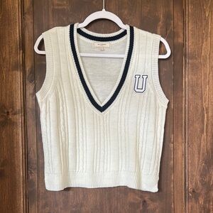 Women's Cream V-Neck Sweater Vest